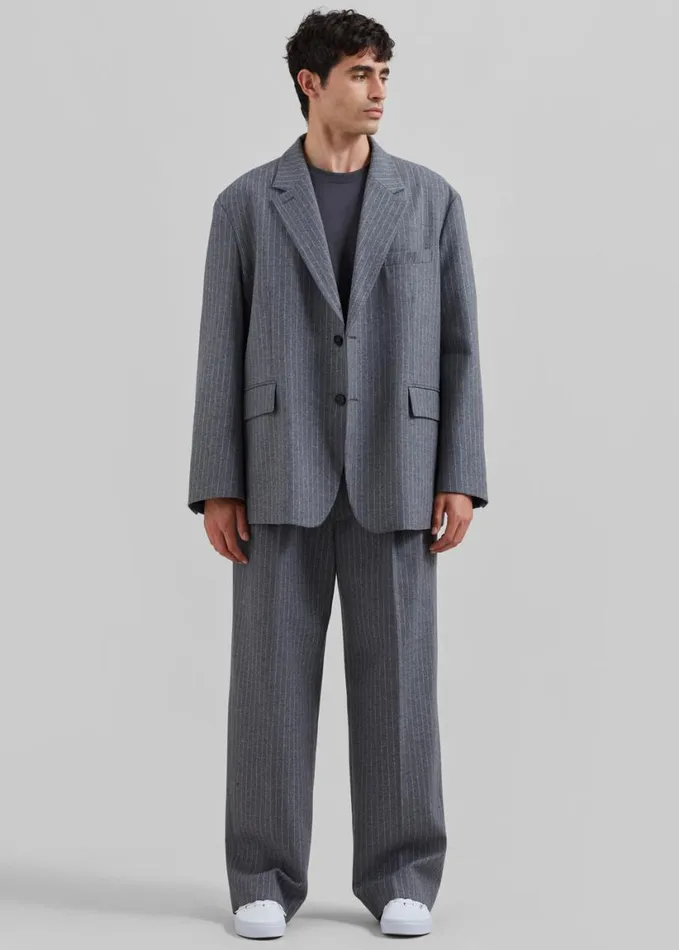 Clothing Men The Frankie Shop Beo Suit Pants 8211 GreyWhite Pinstripe