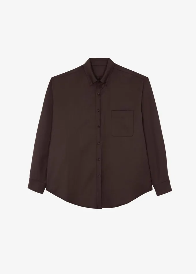 Clothing Men The Frankie Shop Mason Wool Button Up Shirt 8211 Brown