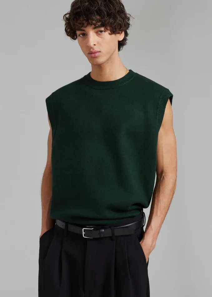 Clothing Men The Frankie Shop Owen Knit Vest 8211 Forest Green
