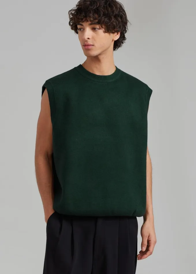 Clothing Men The Frankie Shop Owen Knit Vest 8211 Forest Green