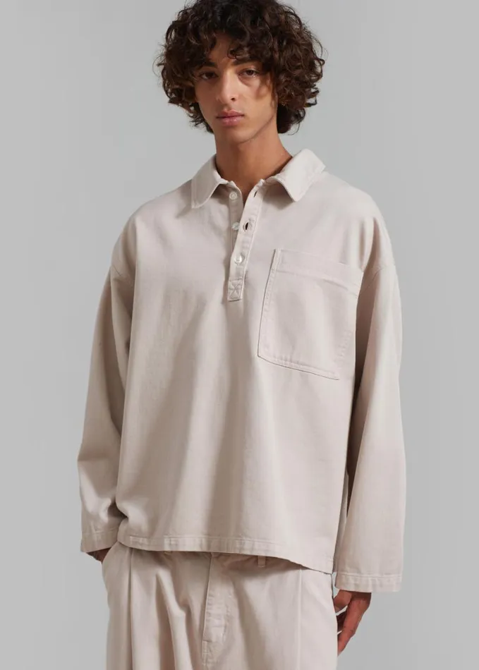 Clothing Men The Frankie Shop Ray Popover Denim Shirt 8211 Natural
