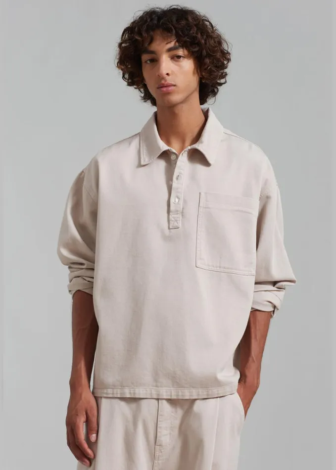 Clothing Men The Frankie Shop Ray Popover Denim Shirt 8211 Natural