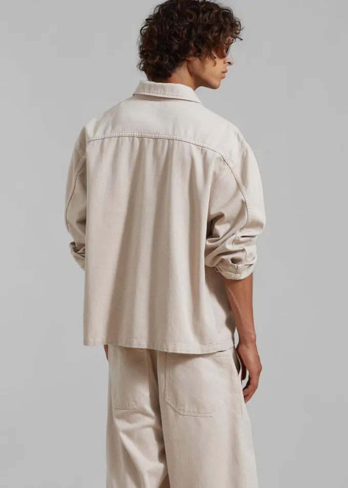 Clothing Men The Frankie Shop Ray Popover Denim Shirt 8211 Natural