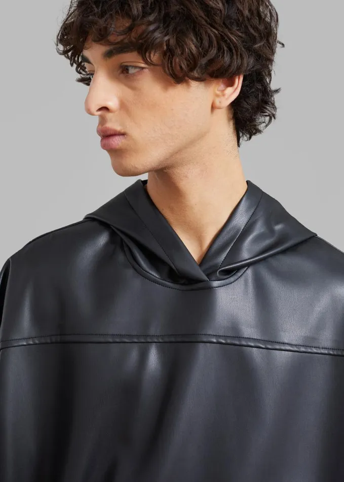 Clothing WomenMen The Frankie Shop Aston Faux Leather Hooded Pullover 8211 Black