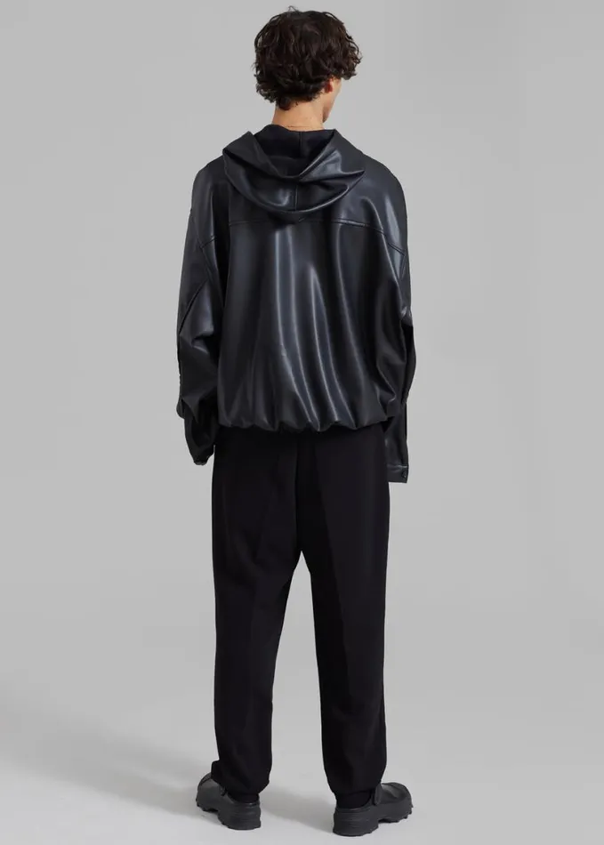 Clothing WomenMen The Frankie Shop Aston Faux Leather Hooded Pullover 8211 Black