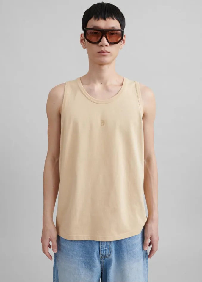 Clothing WomenMen The Frankie Shop Rexy Embroidered Tank Top 8211 Latte