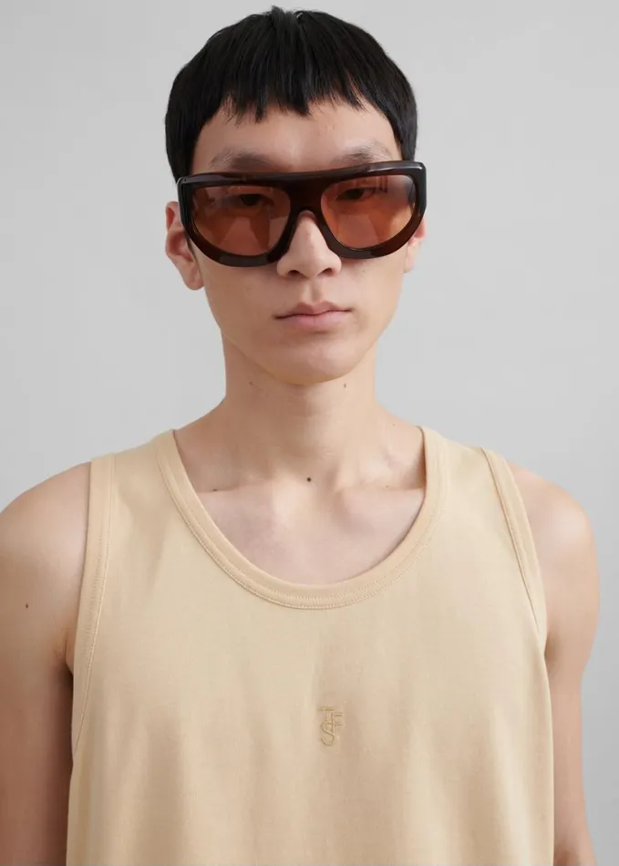 Clothing WomenMen The Frankie Shop Rexy Embroidered Tank Top 8211 Latte