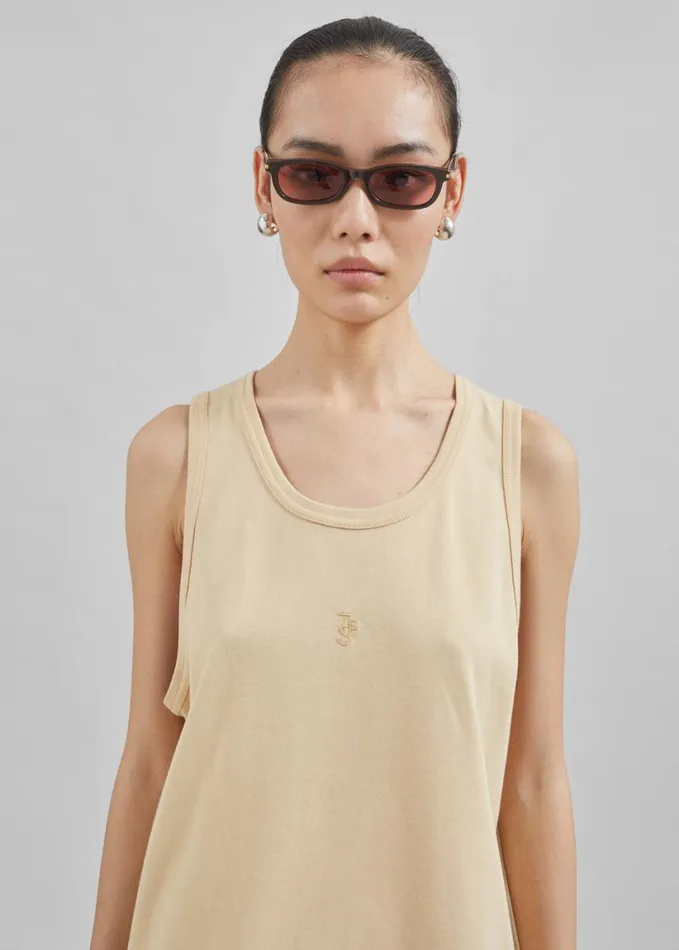 Clothing WomenMen The Frankie Shop Rexy Embroidered Tank Top 8211 Latte