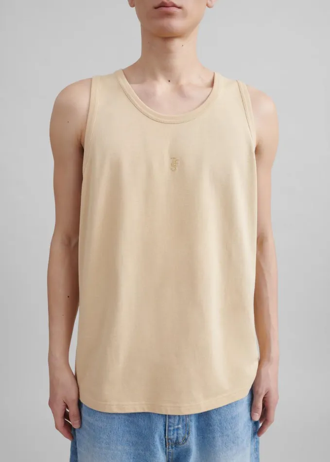 Clothing WomenMen The Frankie Shop Rexy Embroidered Tank Top 8211 Latte
