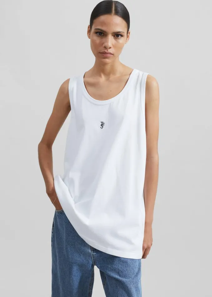 Clothing WomenMen The Frankie Shop Rexy Embroidered Tank Top 8211 White