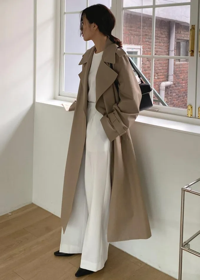 Clothing Women The Frankie Shop Abril Trench 8211 Sand