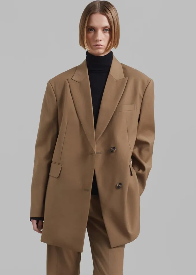 Clothing Women The Frankie Shop Alana Boxy Blazer 8211 Brown
