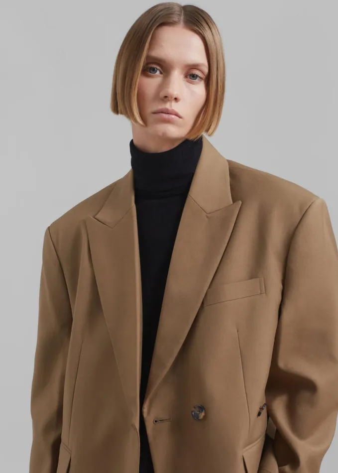 Clothing Women The Frankie Shop Alana Boxy Blazer 8211 Brown