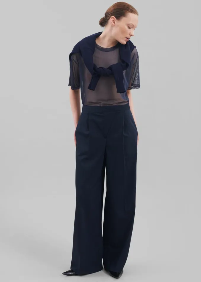 Clothing Women The Frankie Shop Alia Wide Leg Trousers 8211 Navy