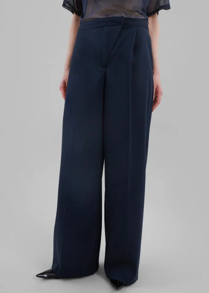Clothing Women The Frankie Shop Alia Wide Leg Trousers 8211 Navy