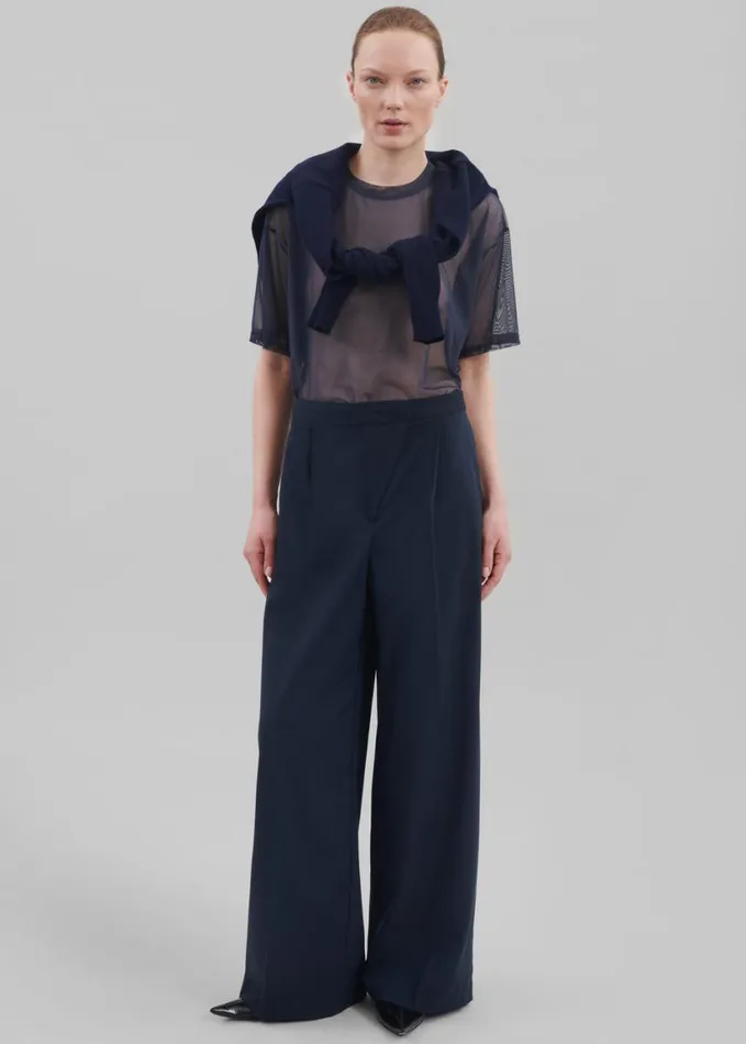 Clothing Women The Frankie Shop Alia Wide Leg Trousers 8211 Navy