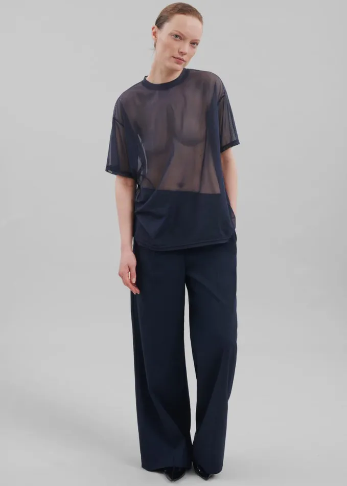Clothing Women The Frankie Shop Alia Wide Leg Trousers 8211 Navy