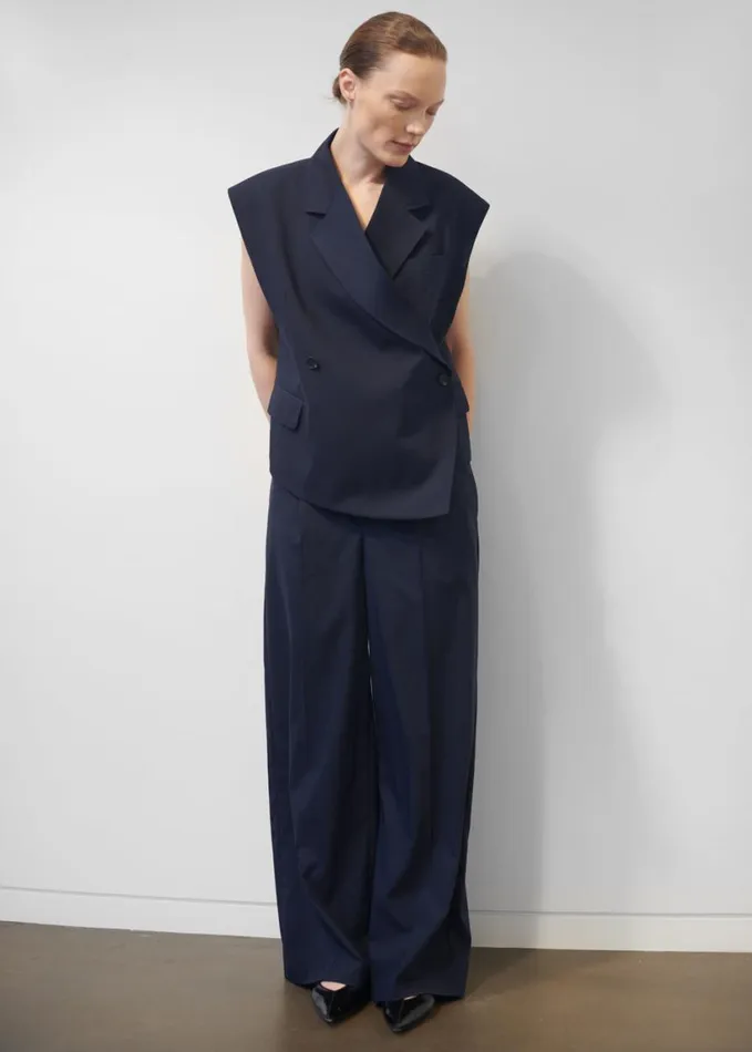 Clothing Women The Frankie Shop Alia Wide Leg Trousers 8211 Navy