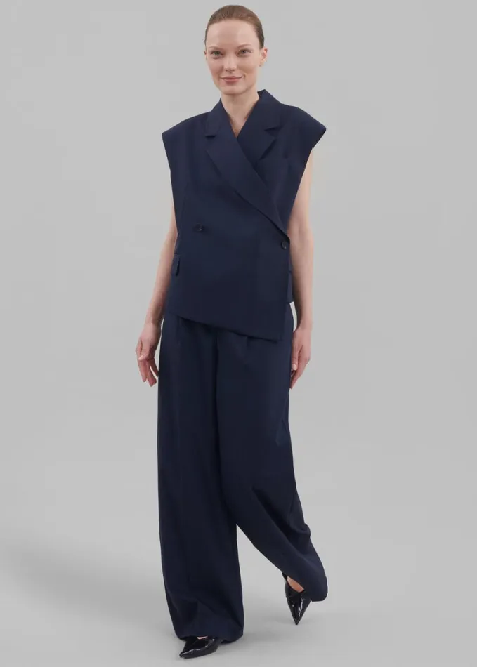 Clothing Women The Frankie Shop Alia Wide Leg Trousers 8211 Navy