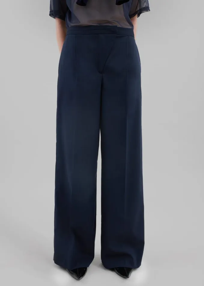Clothing Women The Frankie Shop Alia Wide Leg Trousers 8211 Navy