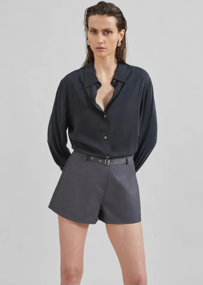Clothing Women The Frankie Shop Alynn Mini Shorts 8211 Grey