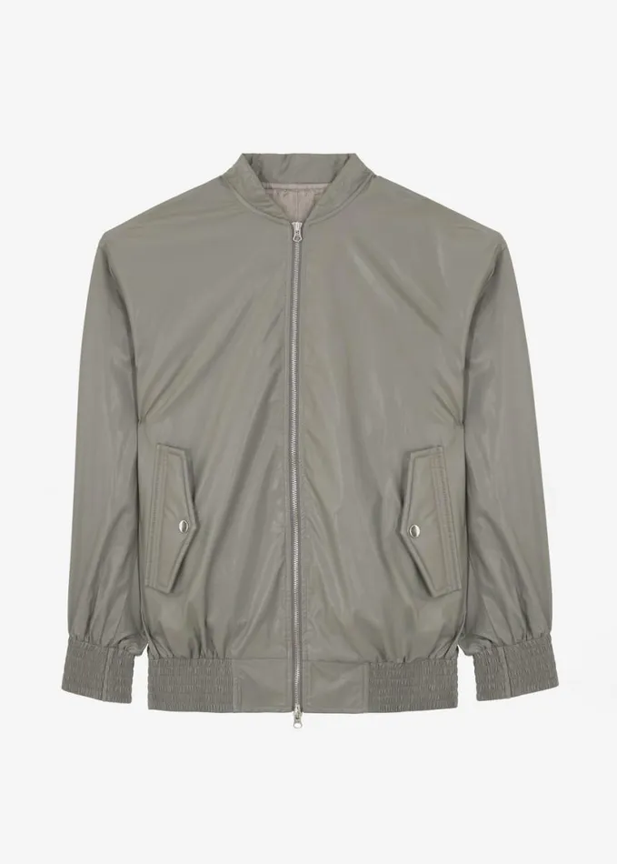 Clothing Women The Frankie Shop Amber Faux Leather Bomber 8211 Khaki