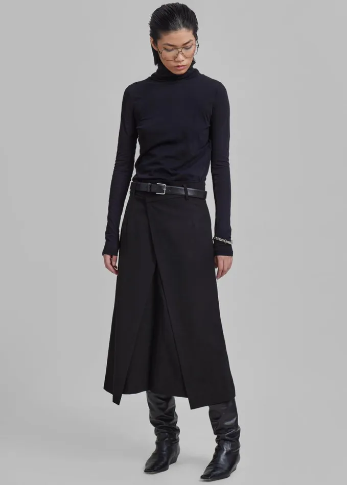 Clothing Women The Frankie Shop Andy Midi Wrap Skirt 8211 Black