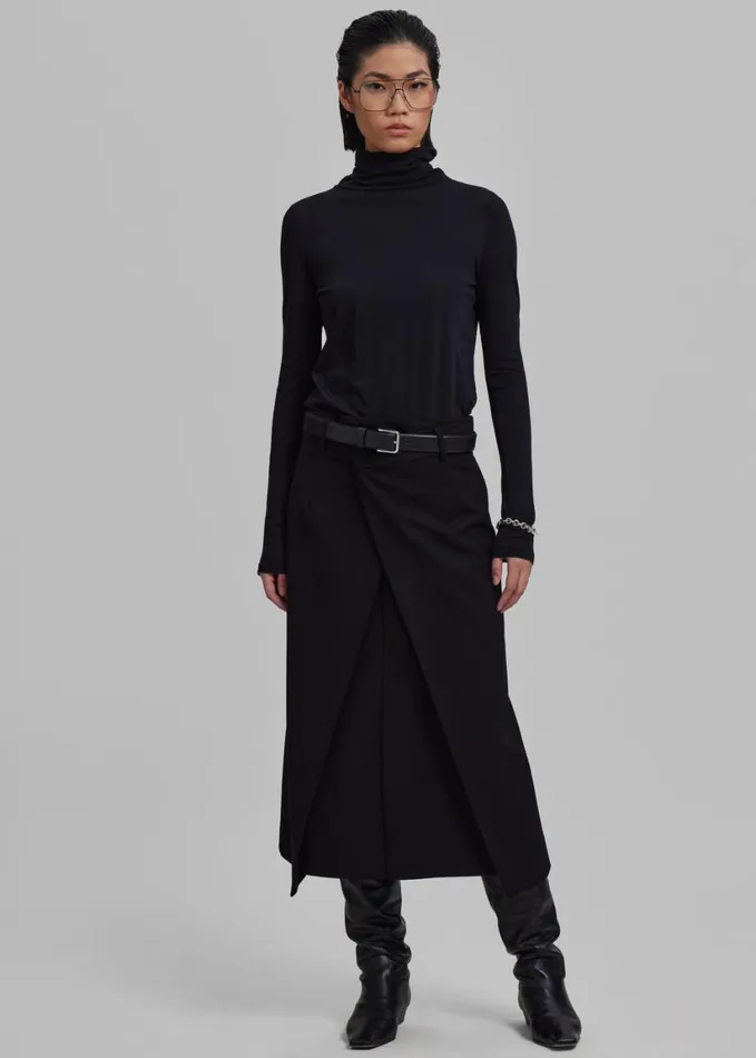 Clothing Women The Frankie Shop Andy Midi Wrap Skirt 8211 Black