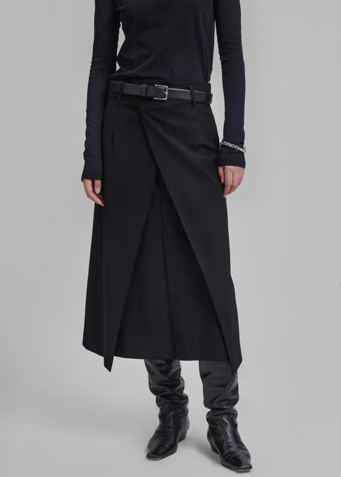 Clothing Women The Frankie Shop Andy Midi Wrap Skirt 8211 Black
