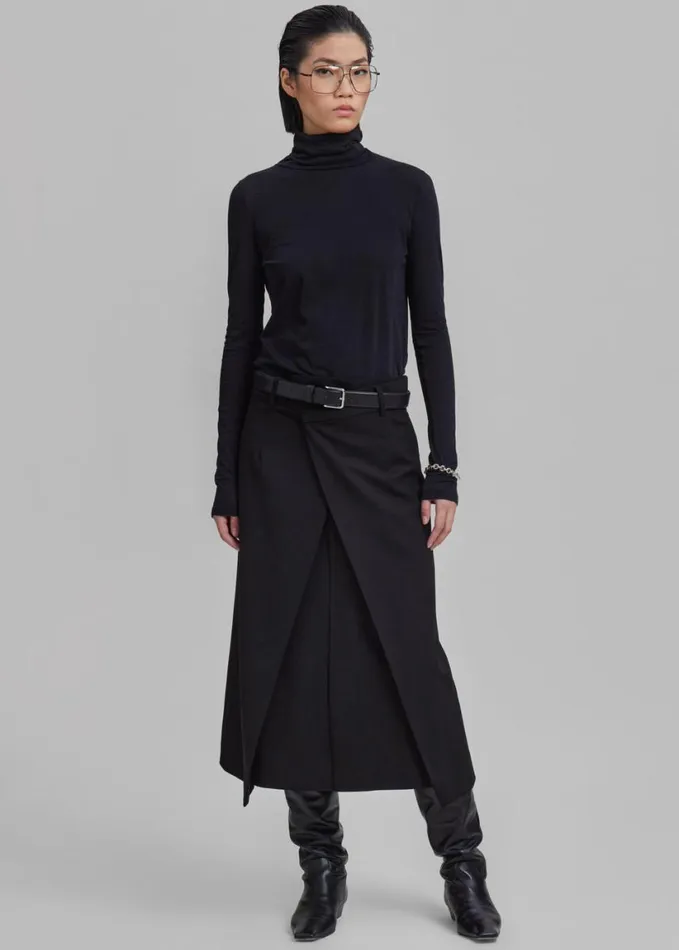 Clothing Women The Frankie Shop Andy Midi Wrap Skirt 8211 Black