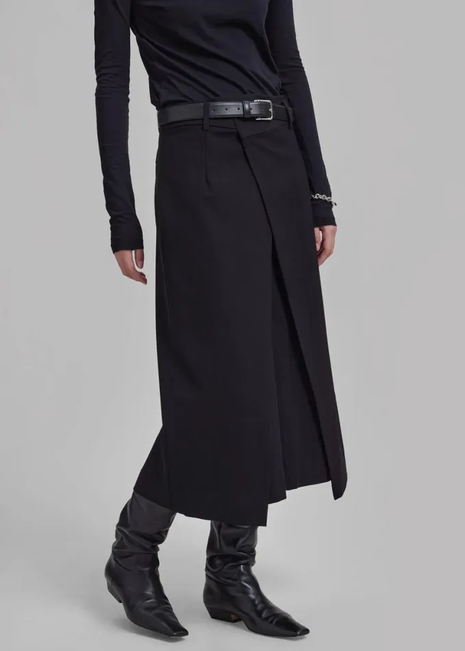 Clothing Women The Frankie Shop Andy Midi Wrap Skirt 8211 Black