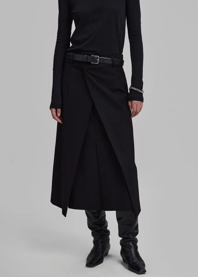 Clothing Women The Frankie Shop Andy Midi Wrap Skirt 8211 Black