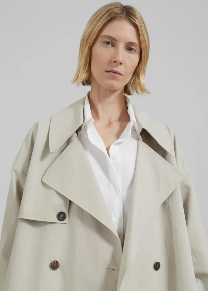 Clothing Women The Frankie Shop Anika Double Breasted Trench Coat 8211 Beige