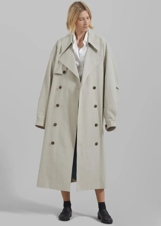 Clothing Women The Frankie Shop Anika Double Breasted Trench Coat 8211 Beige
