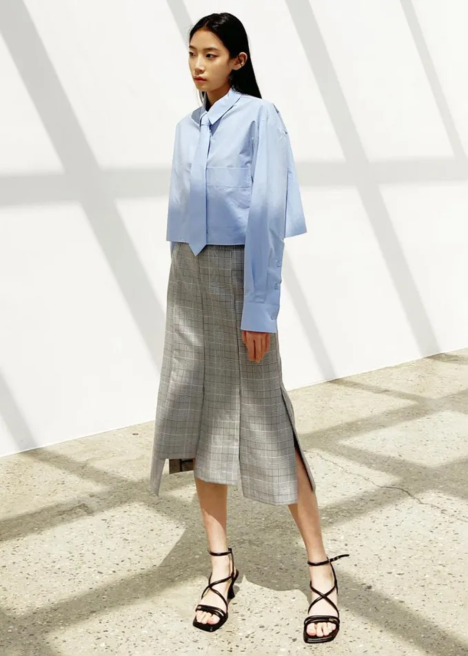 Clothing Women The Frankie Shop Annie Necktie Shirt 8211 Sky