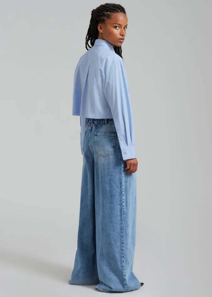 Clothing Women The Frankie Shop Annie Necktie Shirt 8211 Sky
