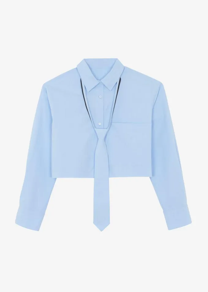 Clothing Women The Frankie Shop Annie Necktie Shirt 8211 Sky