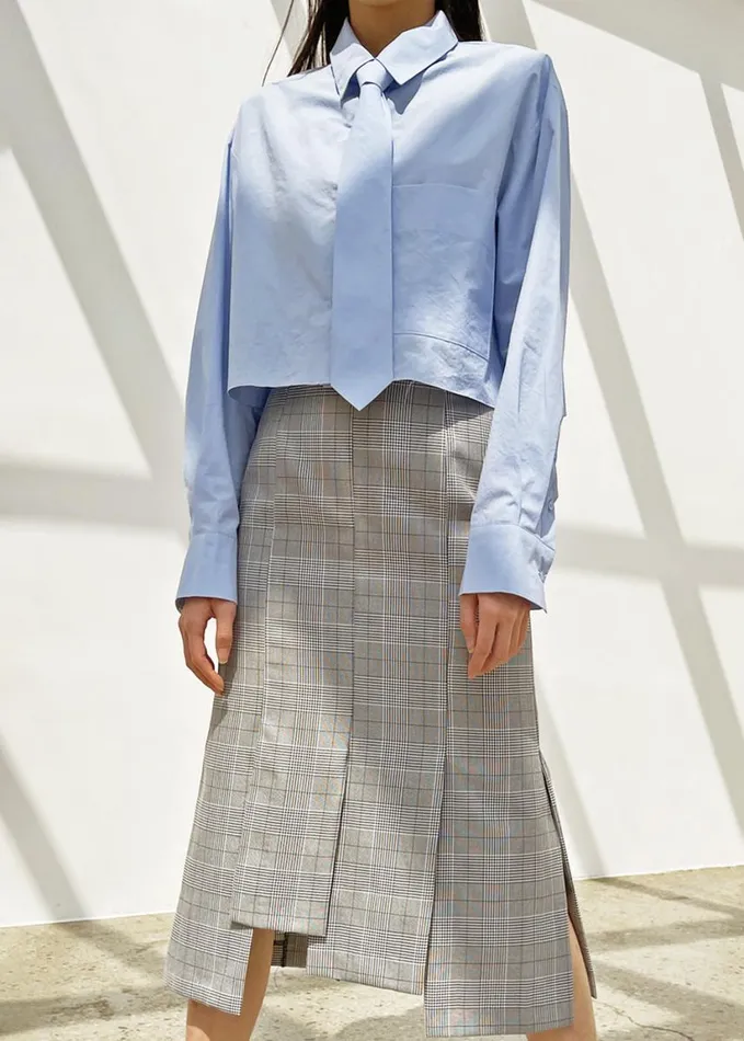 Clothing Women The Frankie Shop Annie Necktie Shirt 8211 Sky