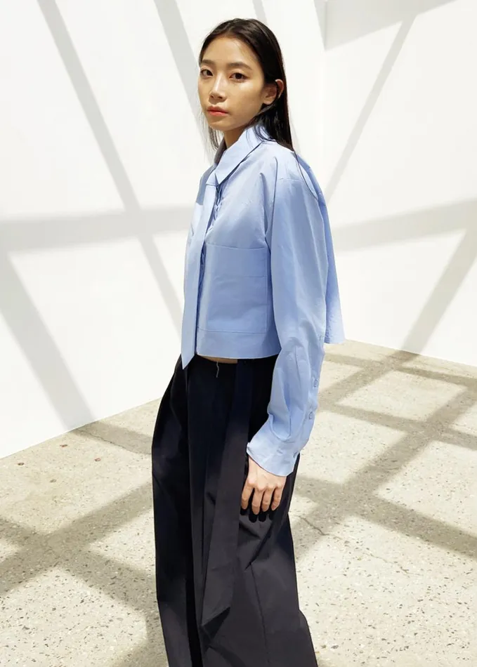 Clothing Women The Frankie Shop Annie Necktie Shirt 8211 Sky