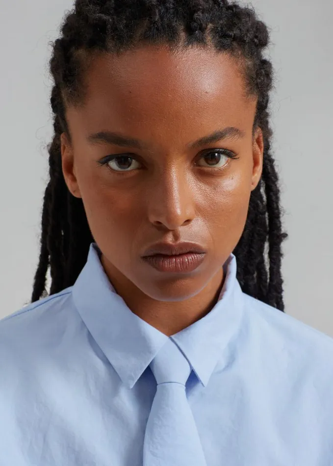 Clothing Women The Frankie Shop Annie Necktie Shirt 8211 Sky