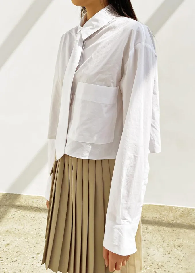 Clothing Women The Frankie Shop Annie Necktie Shirt 8211 White