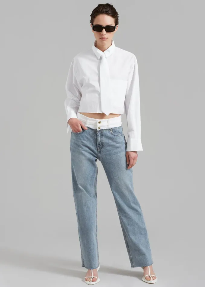 Clothing Women The Frankie Shop Annie Necktie Shirt 8211 White