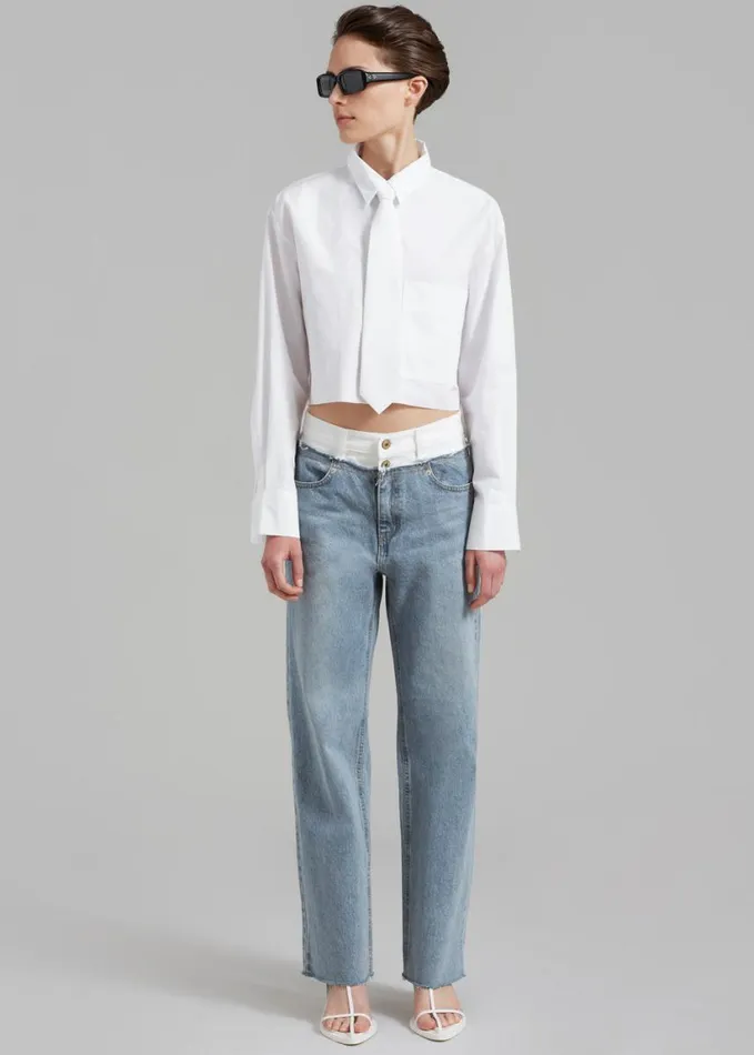 Clothing Women The Frankie Shop Annie Necktie Shirt 8211 White