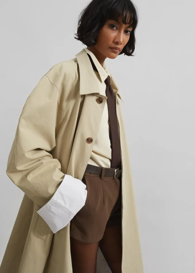 Clothing Women The Frankie Shop Arlise Oversized Trench Coat 8211 Beige