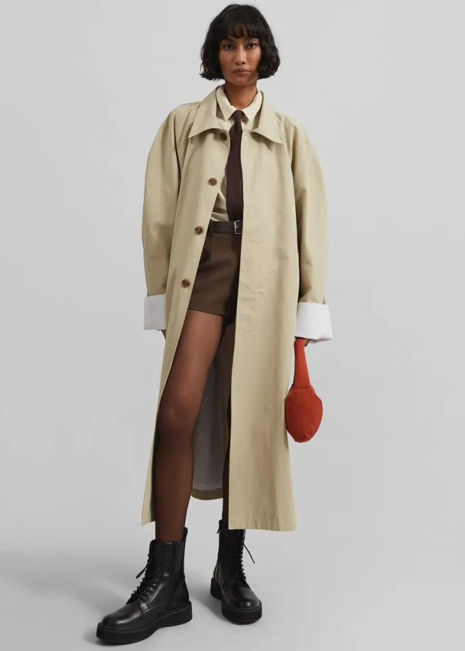 Clothing Women The Frankie Shop Arlise Oversized Trench Coat 8211 Beige