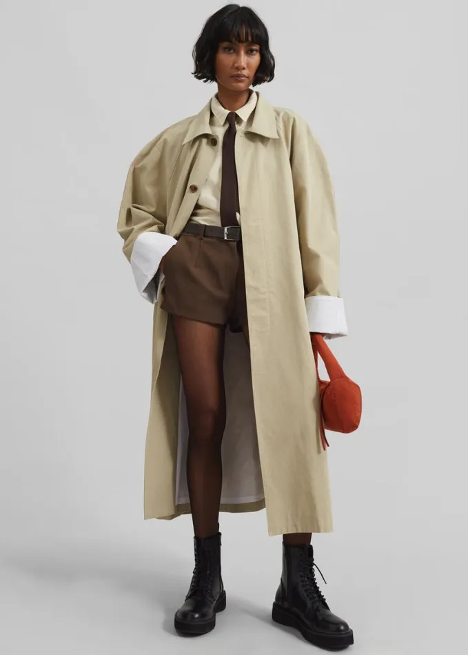 Clothing Women The Frankie Shop Arlise Oversized Trench Coat 8211 Beige