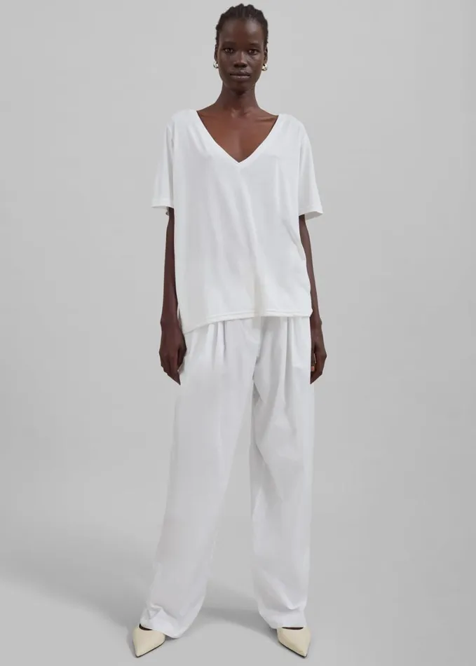 Clothing Women The Frankie Shop Asten VNeck TShirt 8211 White