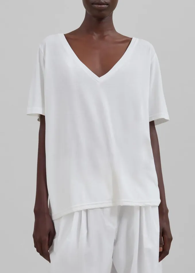 Clothing Women The Frankie Shop Asten VNeck TShirt 8211 White