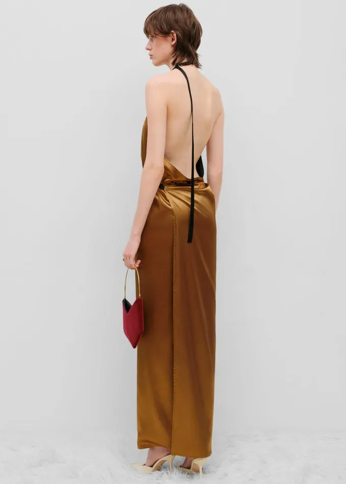 Clothing Women The Frankie Shop Bevza Apron Long Dress 8211 GoldBlack