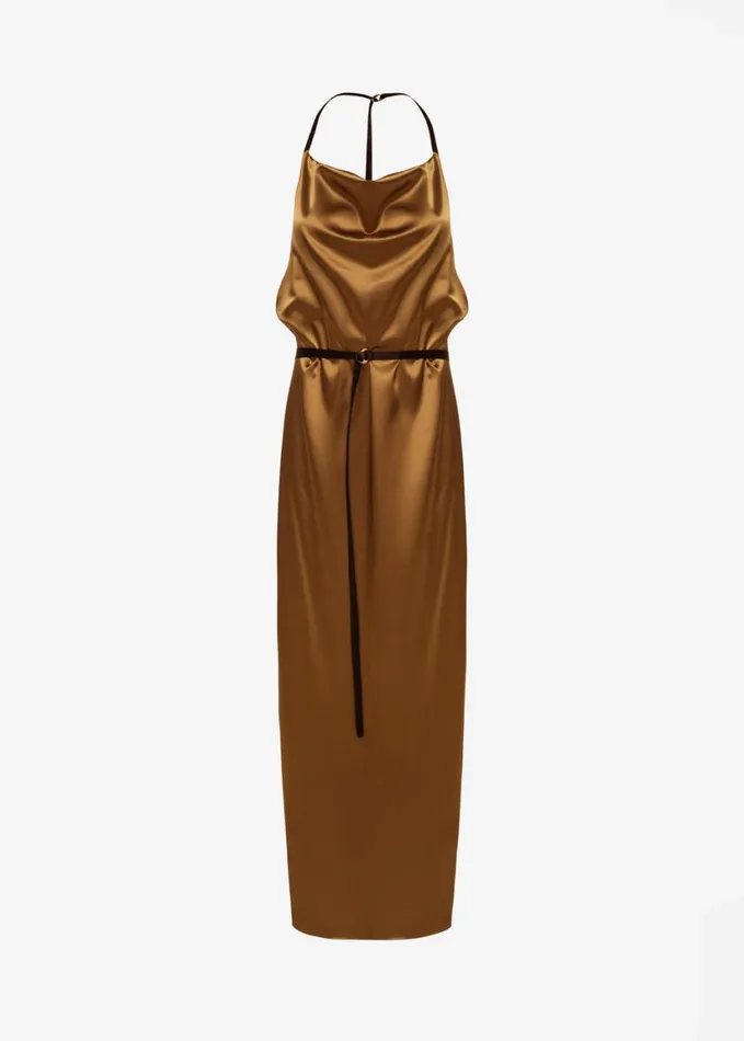 Clothing Women The Frankie Shop Bevza Apron Long Dress 8211 GoldBlack